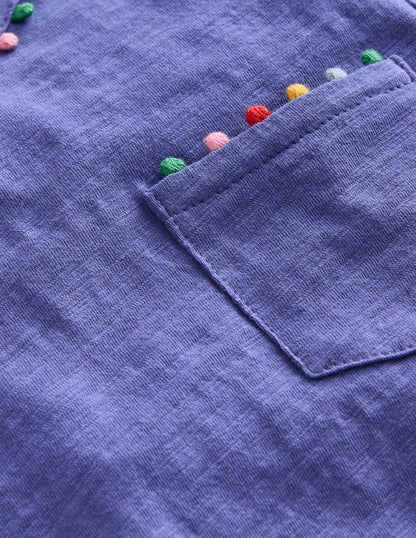 Ali Long Sleeve Pom T shirt-Soft Starboard Blue-3