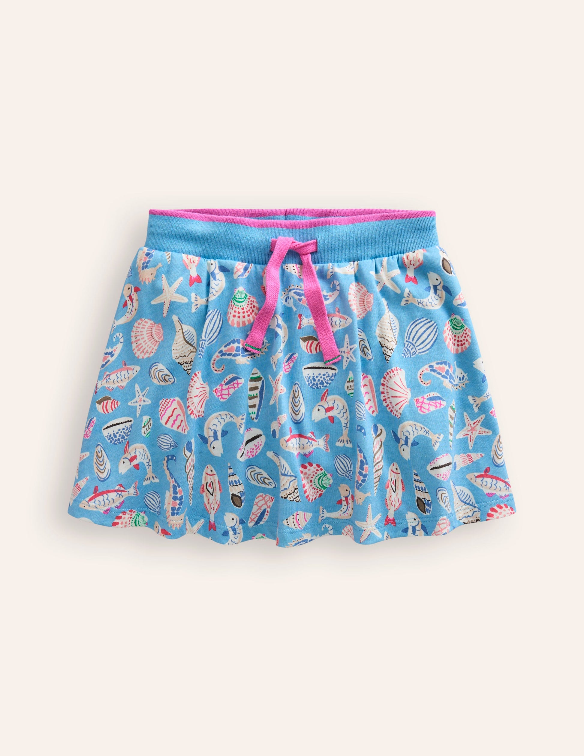 Printed Jersey Skort-Vintage Blue Seashore-1