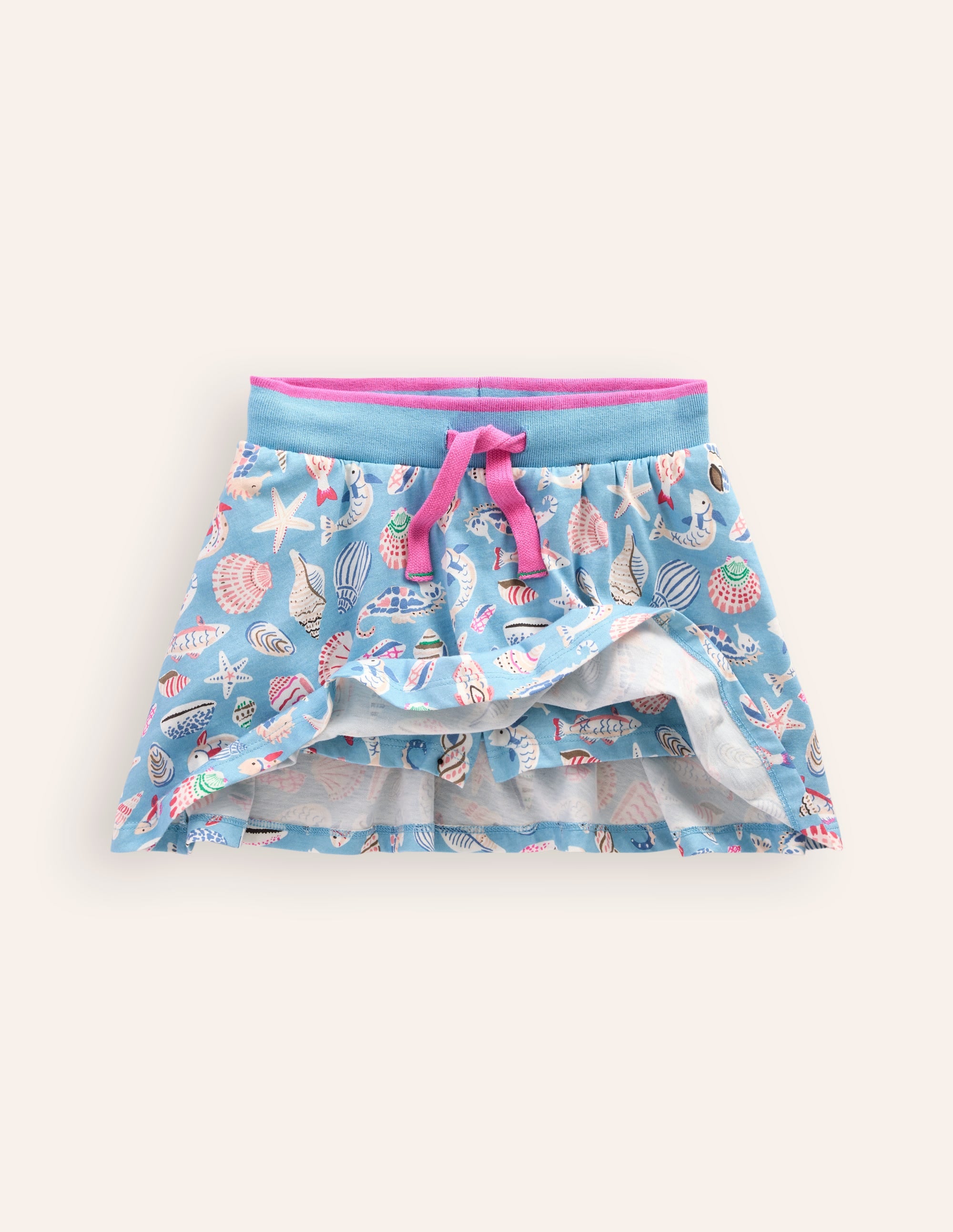 Printed Jersey Skort-Vintage Blue Seashore - Image 4