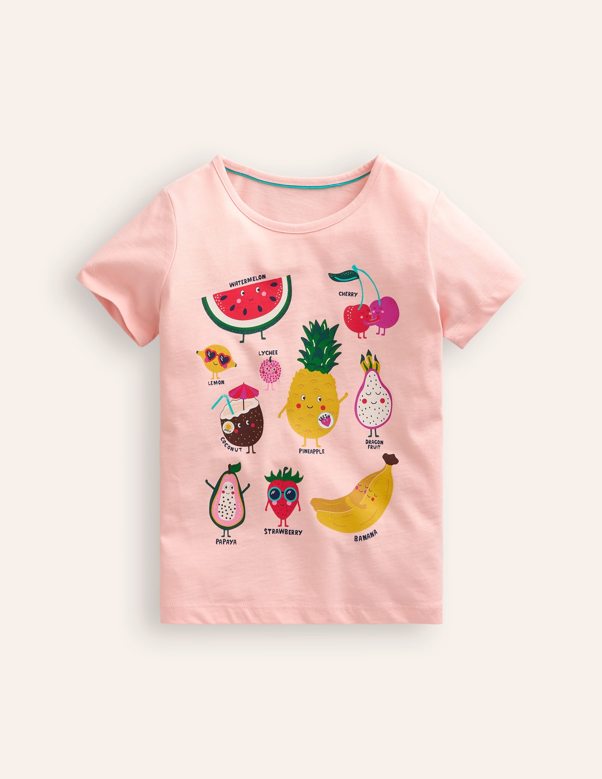 Printed Graphic T-Shirt-Provence Dusty Pink Fruit - Image 1