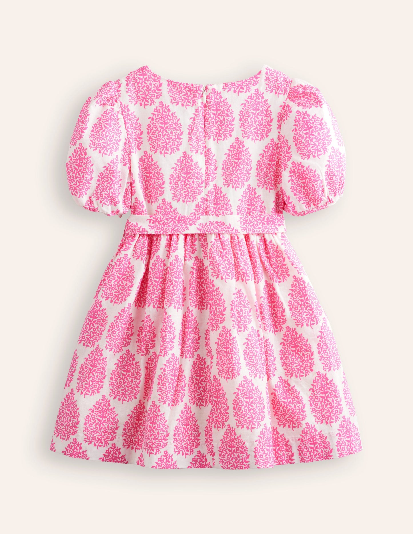 Cotton Linen Vintage Dress-Pink Floret Paisley