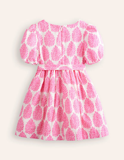 Cotton Linen Vintage Dress-Pink Floret Paisley-5