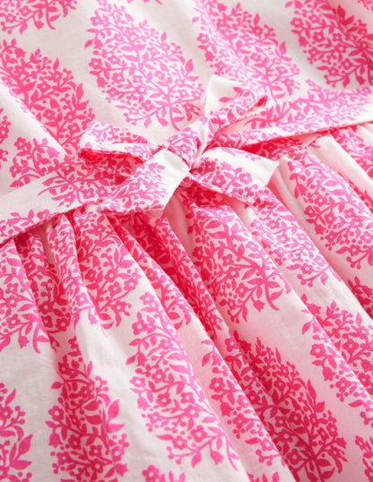 Cotton Linen Vintage Dress-Pink Floret Paisley-6