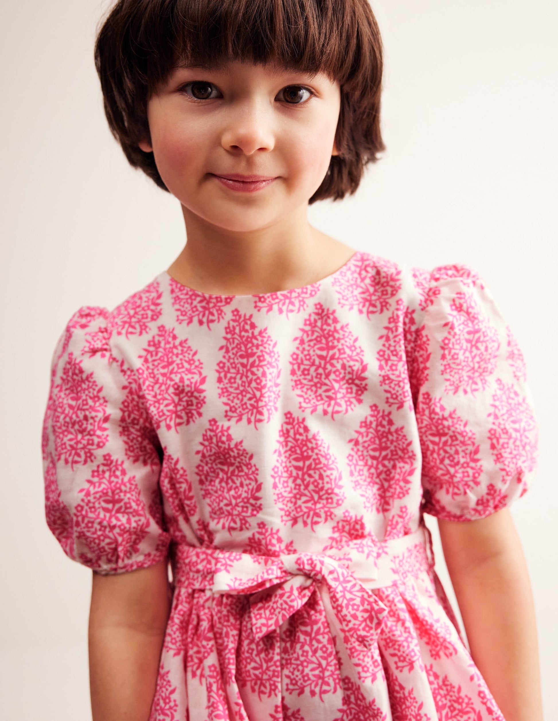 Cotton Linen Vintage Dress-Pink Floret Paisley-2