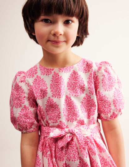 Cotton Linen Vintage Dress-Pink Floret Paisley-2