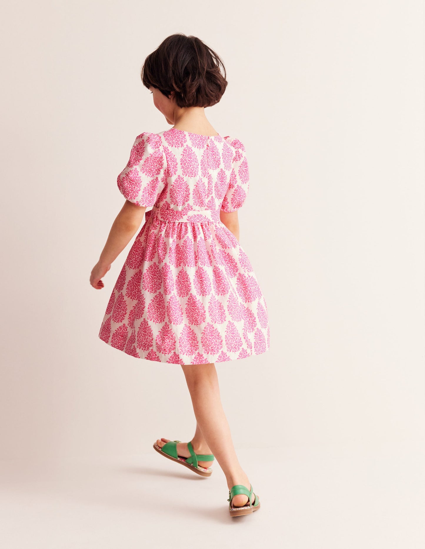 Cotton Linen Vintage Dress-Pink Floret Paisley