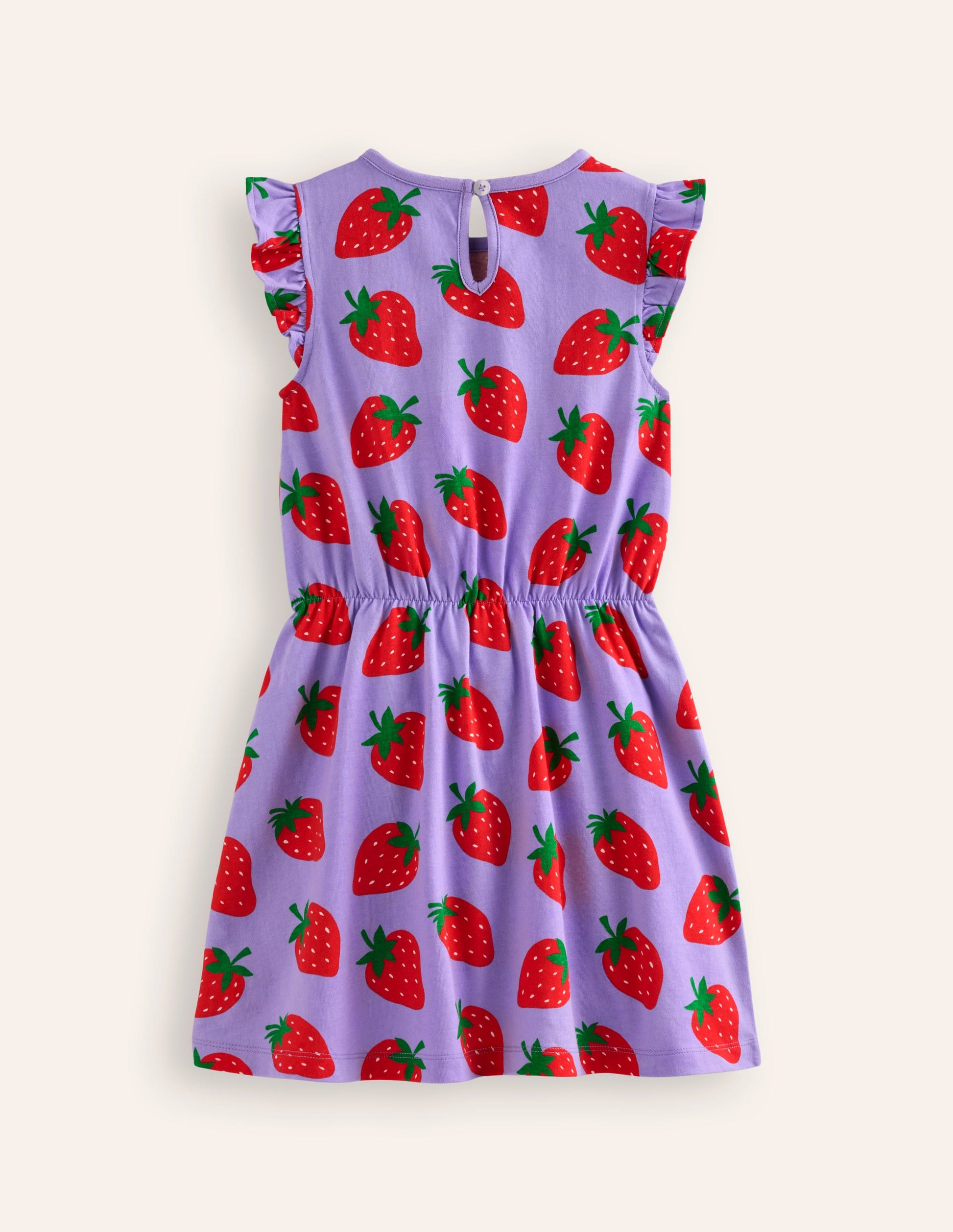 Frill Sleeve Jersey Dress-Parma Violet Strawberries-2