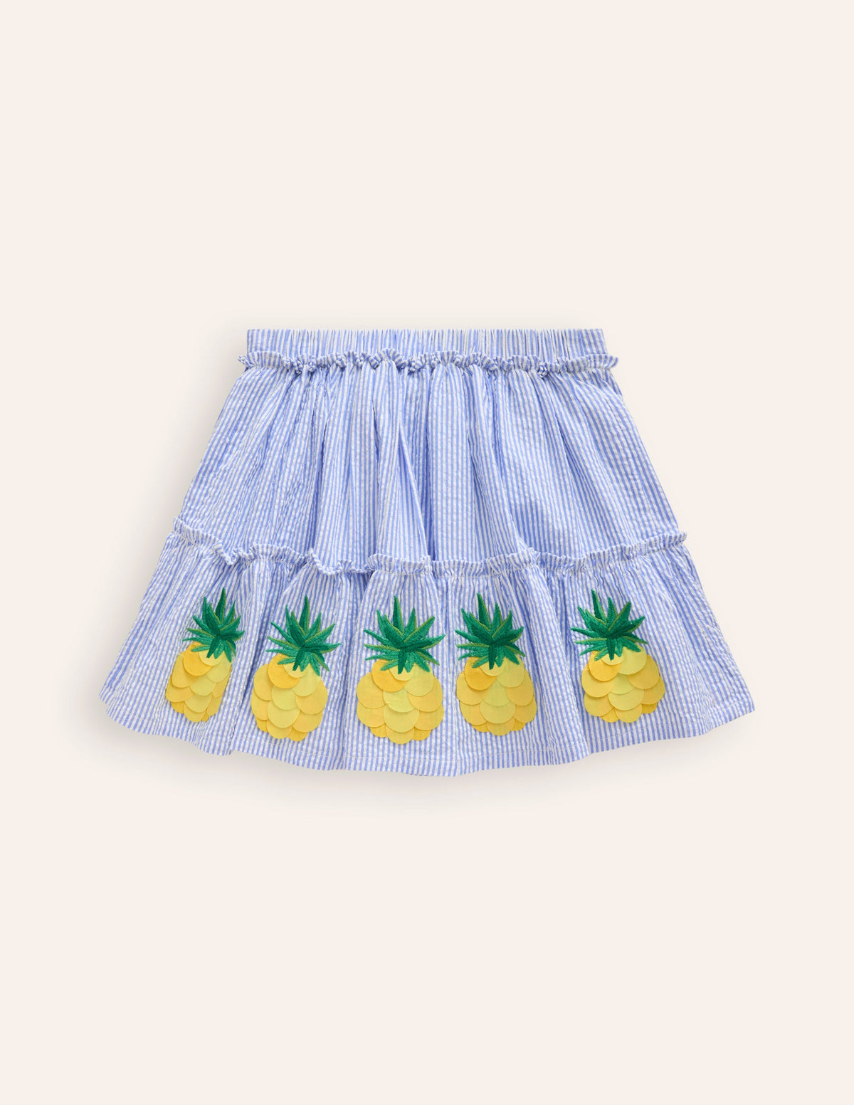 Appliqué Skirt-Ivory/ Surf Blue Pineapples - Image 2