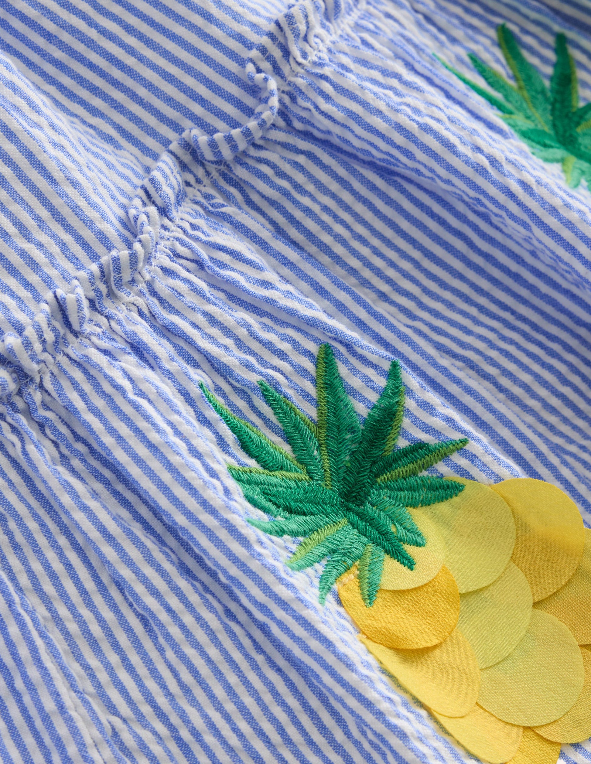 Appliqué Skirt-Ivory/ Surf Blue Pineapples-3