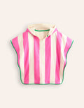 Towelling Poncho Hoodie-Strawberry Milkshake/ Ivory