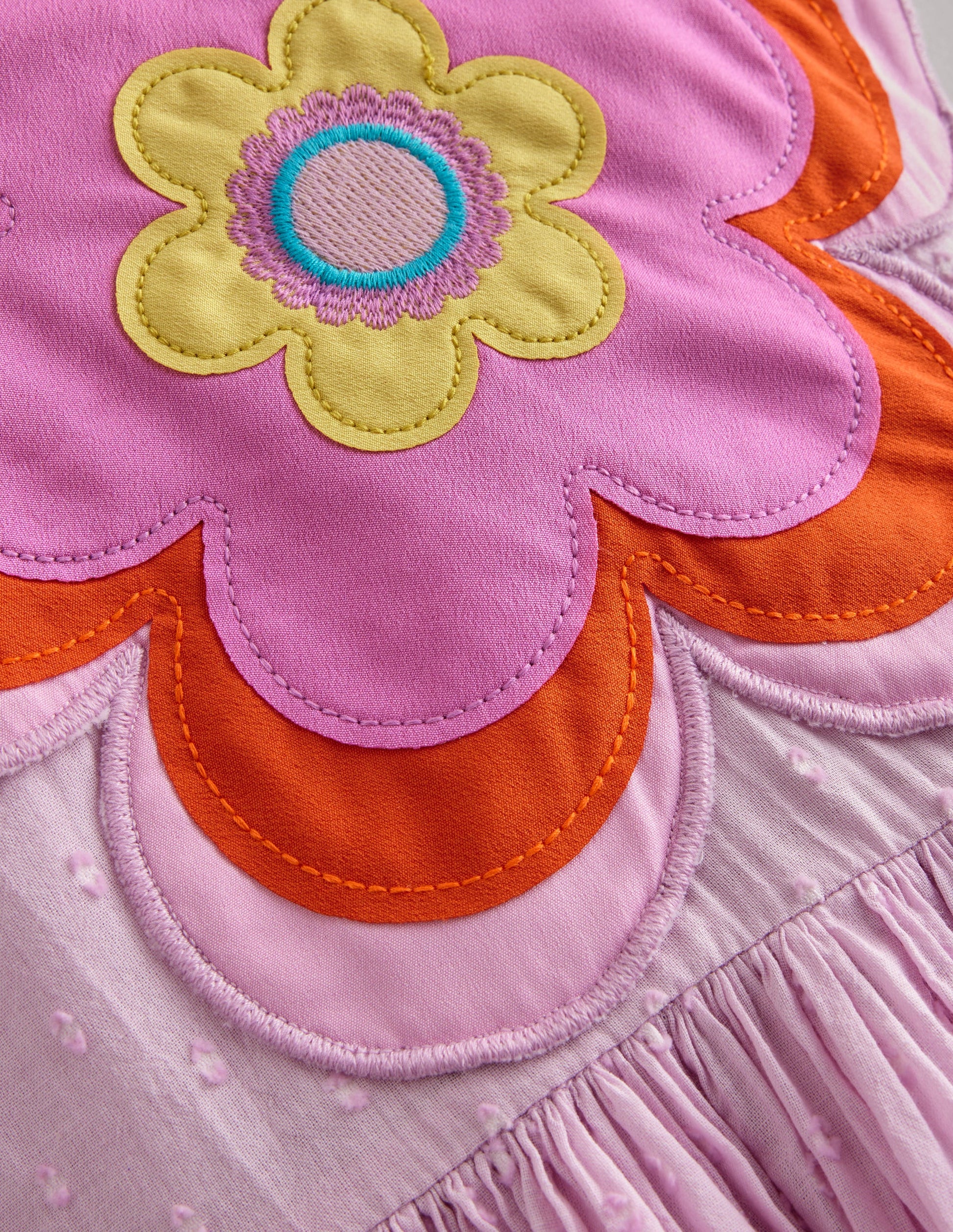 Appliqué Back Dress-Sugared Almond Pink Flower-4