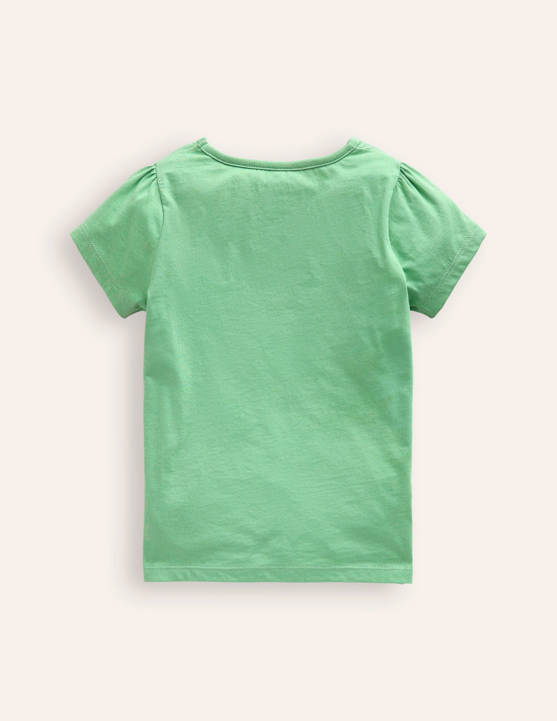 Puff Sleeve Appliqué T-shirt-Aloe Green Mice-2