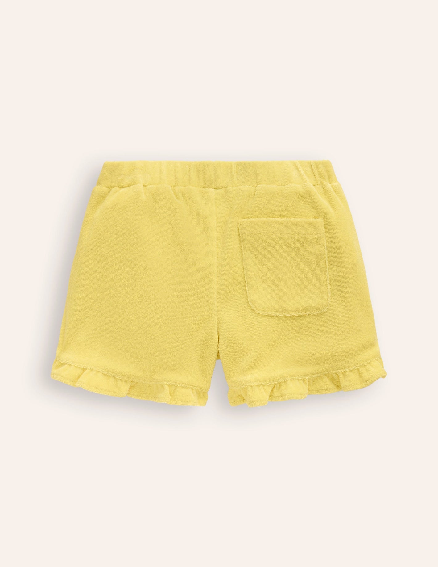 Frill Hem Towelling Shorts-Lemon Yellow