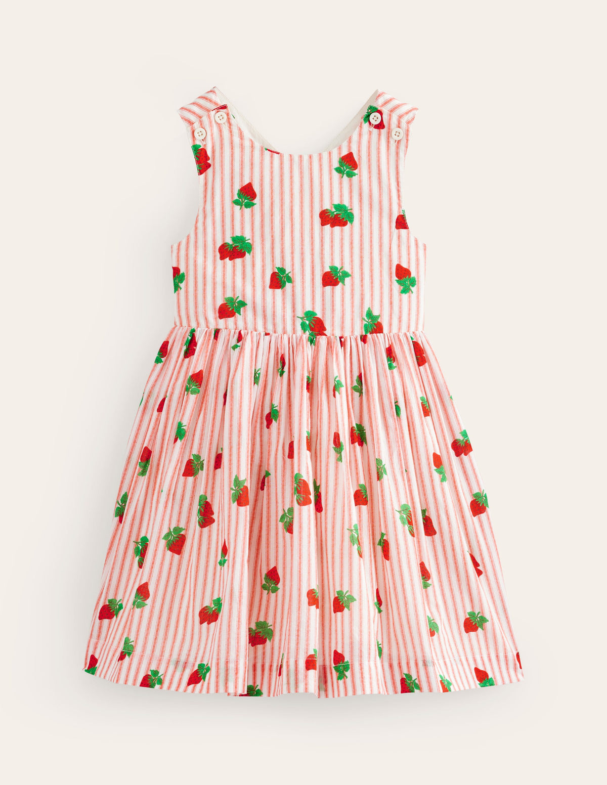 Cross-Back Dress-Vintage Strawberry Stripe - Image 1