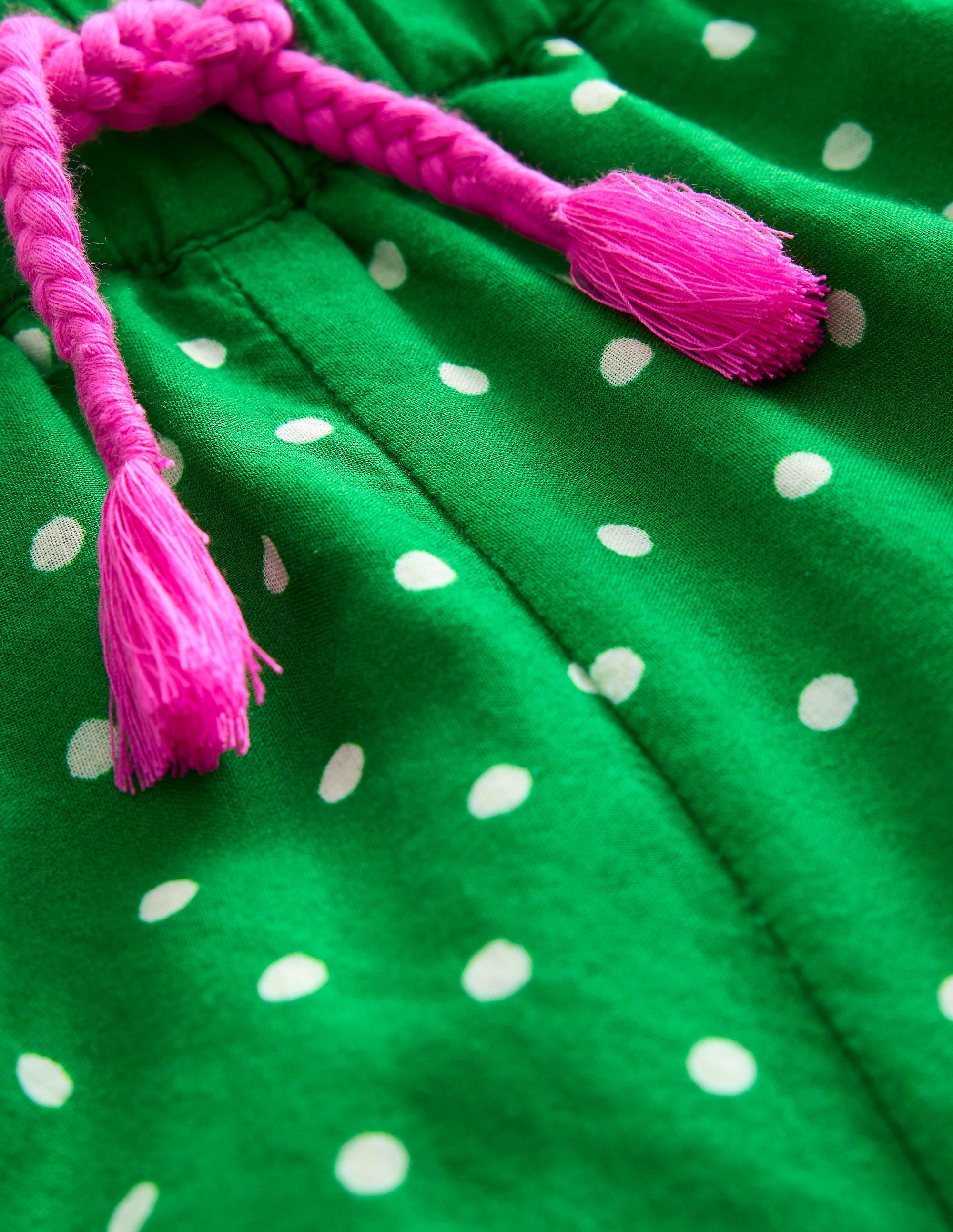 Frill Hem Woven Shorts-Runner Bean Green Palm - Image 3
