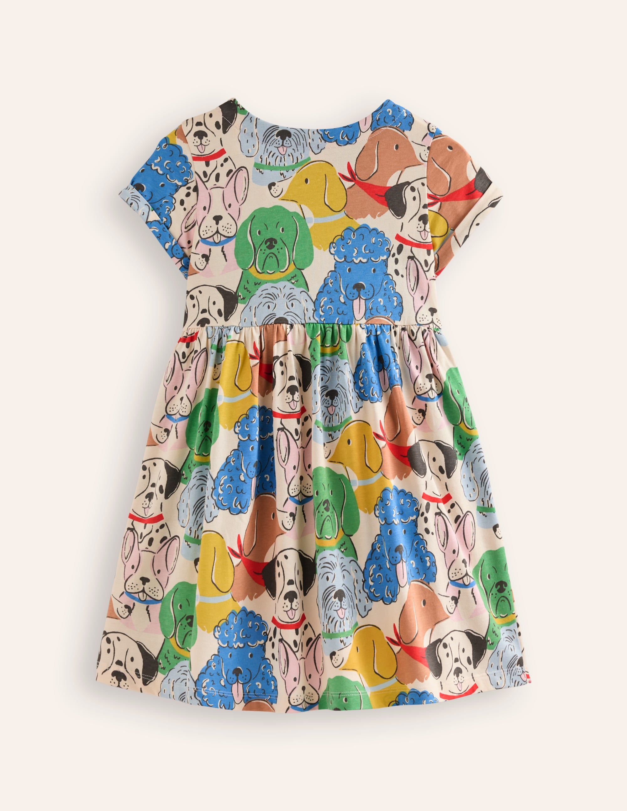 Short-sleeved Fun Jersey Dress-Multi Coloured Dogs - Image 2