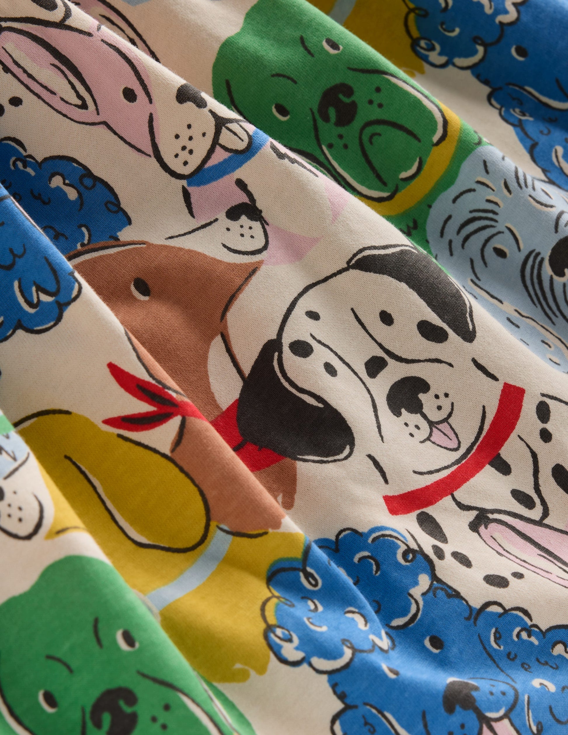 Short-sleeved Fun Jersey Dress-Multi Coloured Dogs-3