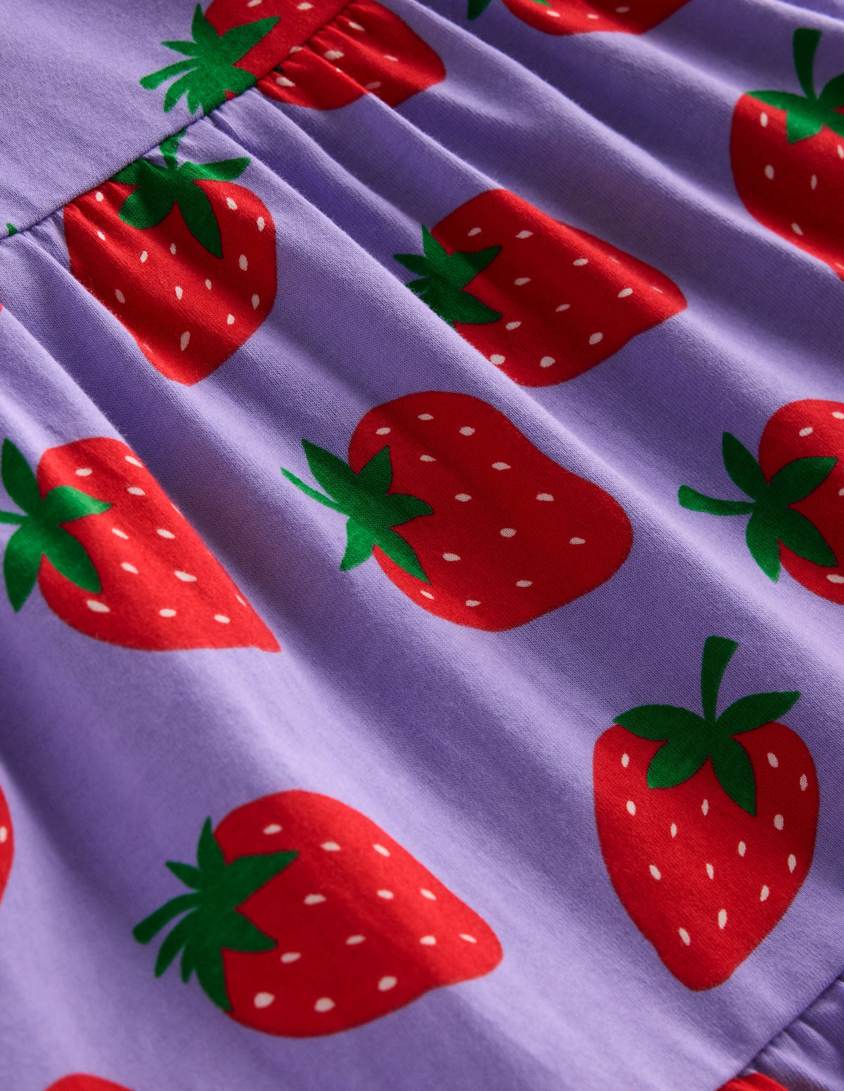 Tiered Flutter Jersey Dress-Parma Violet Strawberries - Image 3