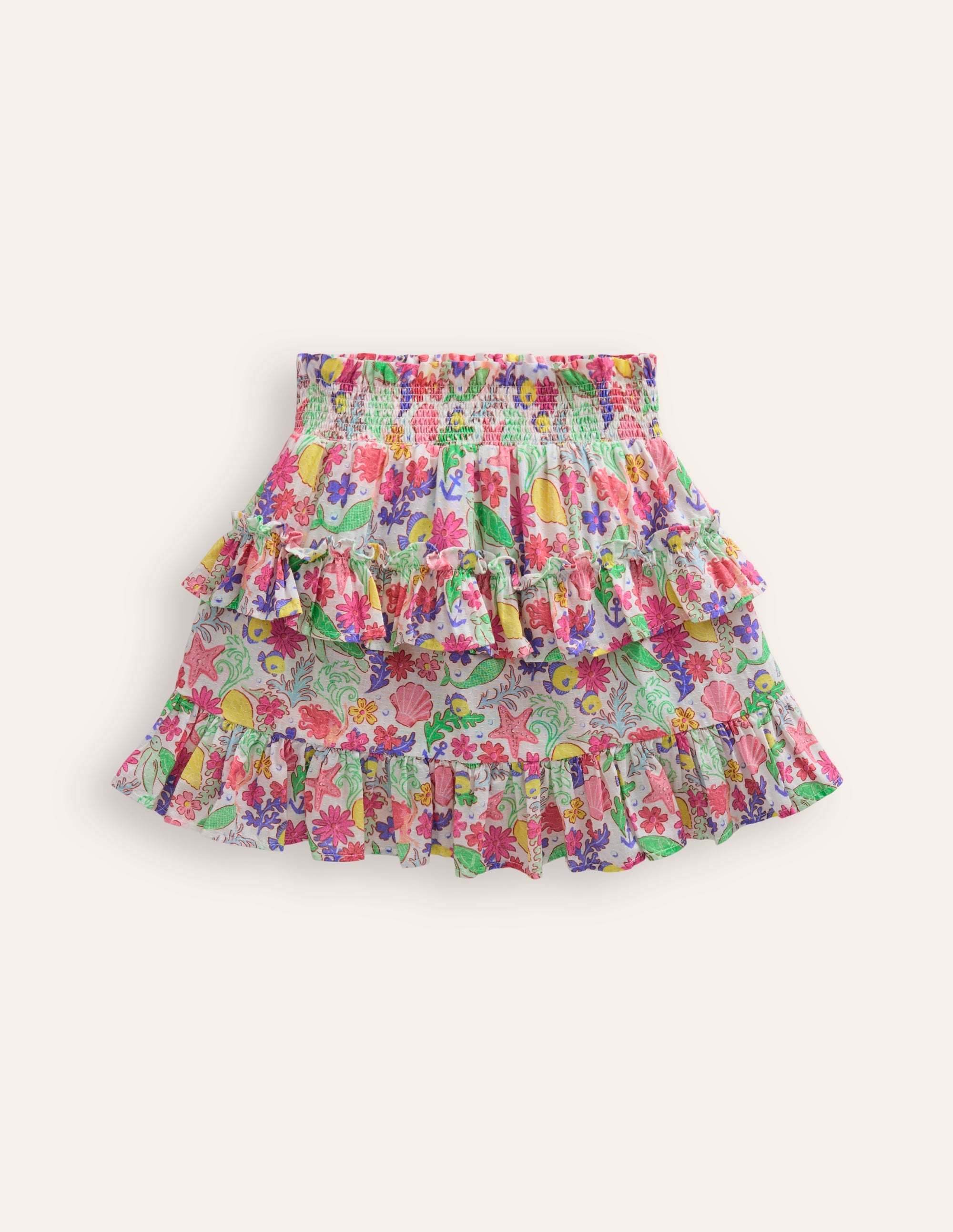 Tiered Printed Skort-Multi Mermaid Ditsy - Image 1