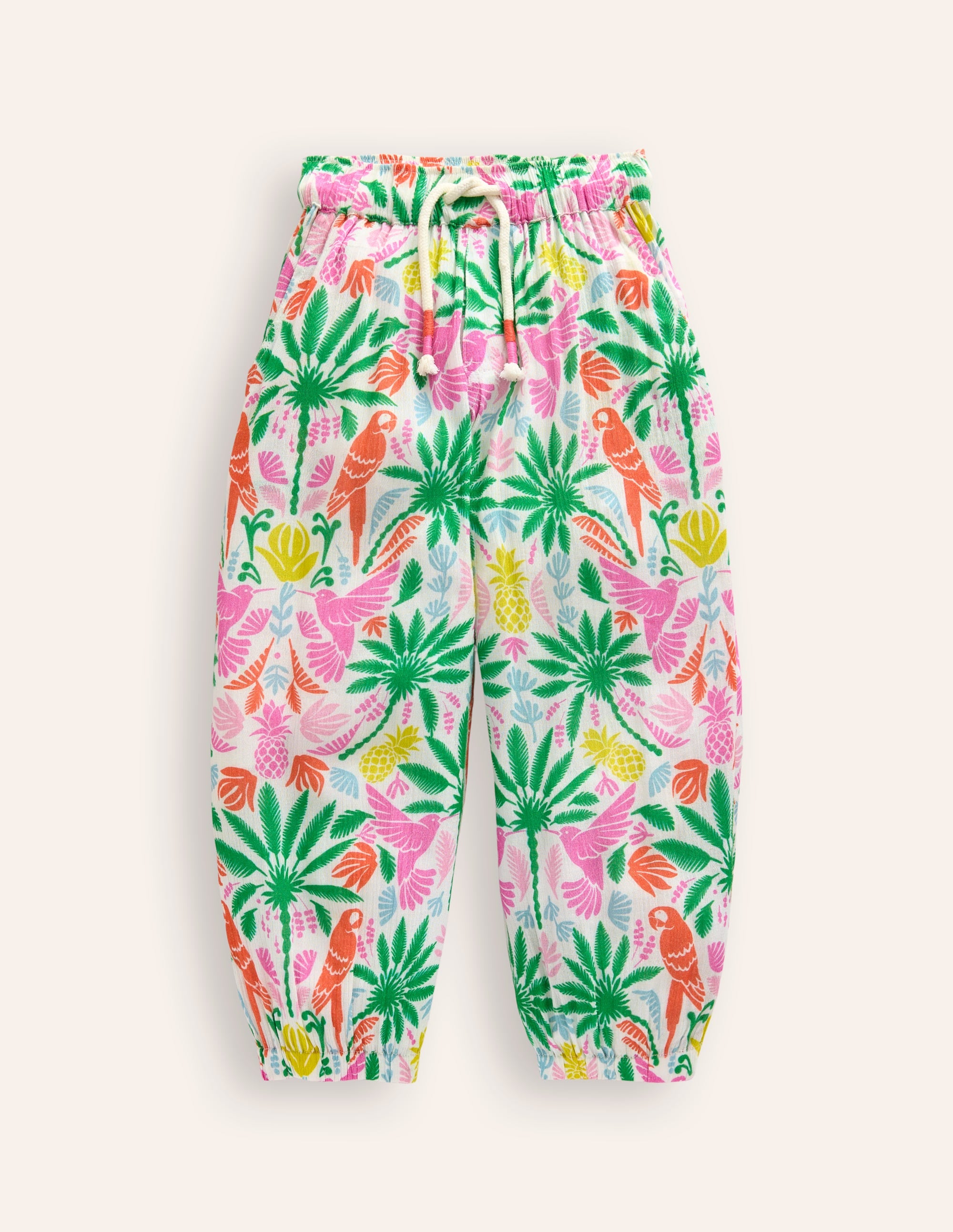 Tapered Holiday Trousers-Multi Rainbow Palm - Image 1
