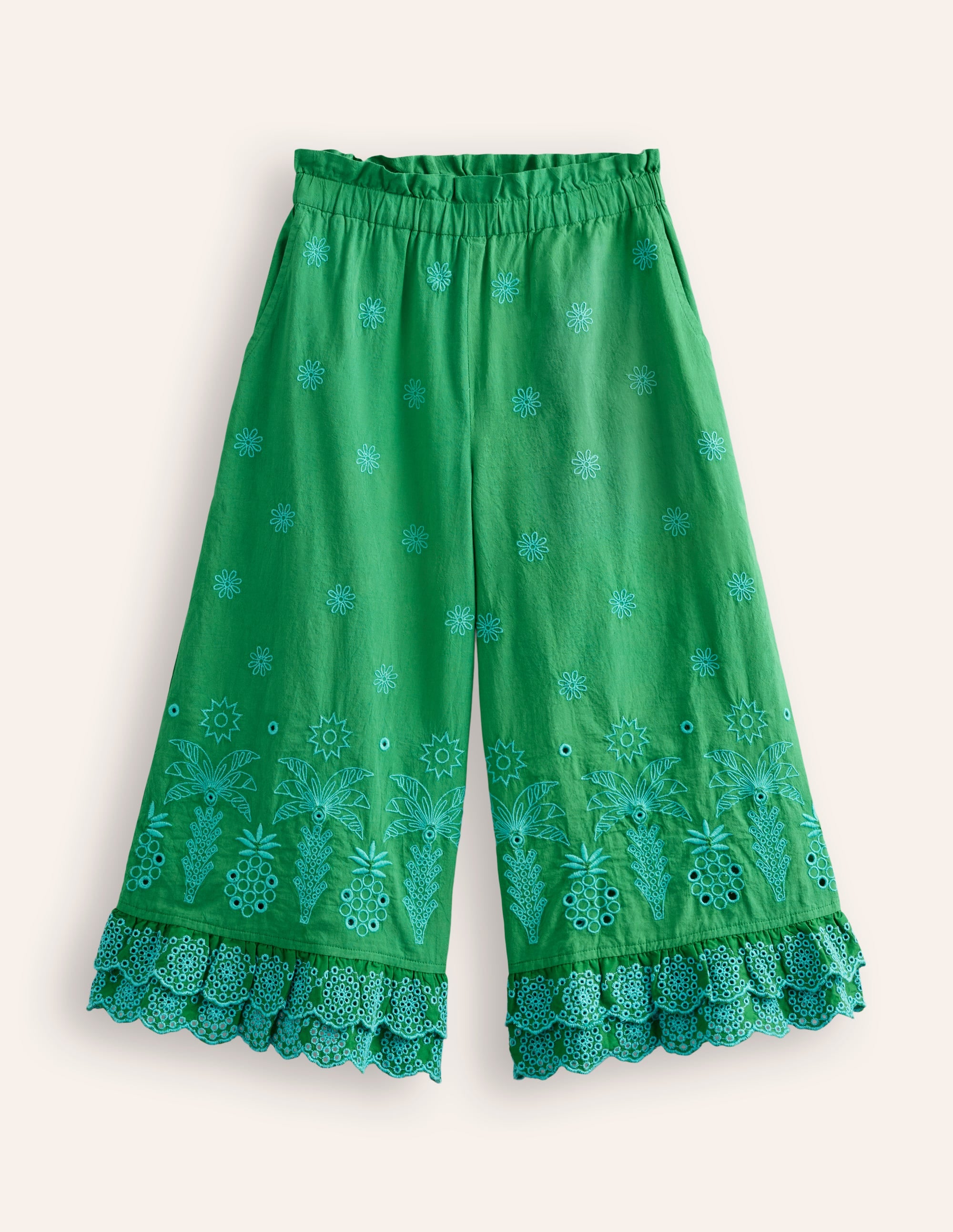 Broderie Trousers-Highland Green - Image 1