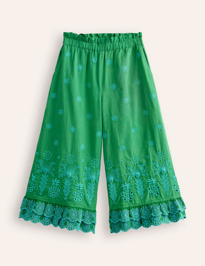 Broderie Trousers-Highland Green-1