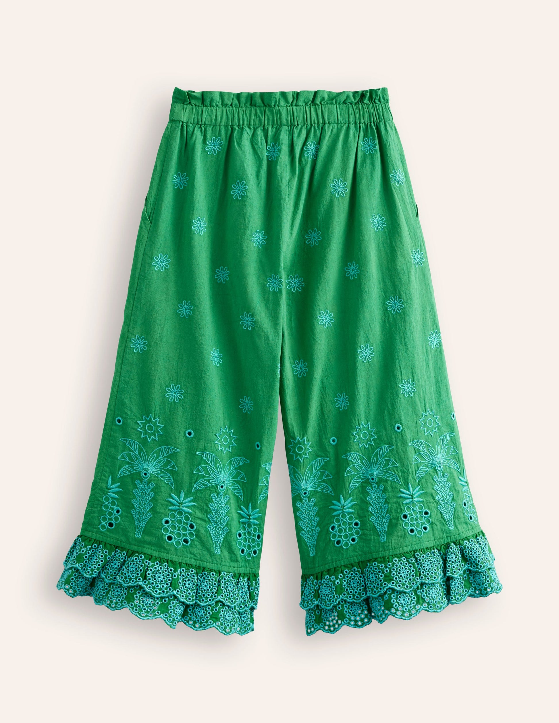 Broderie Trousers-Highland Green-2