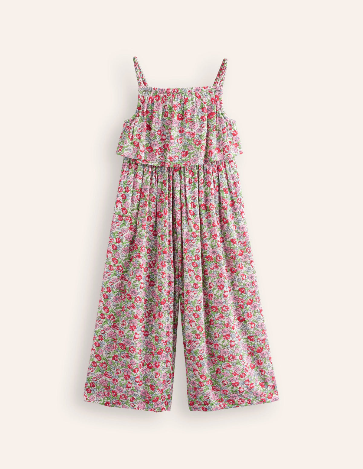 Wide Leg Jumpsuit-Bubblegum Peony Floral - Image 1