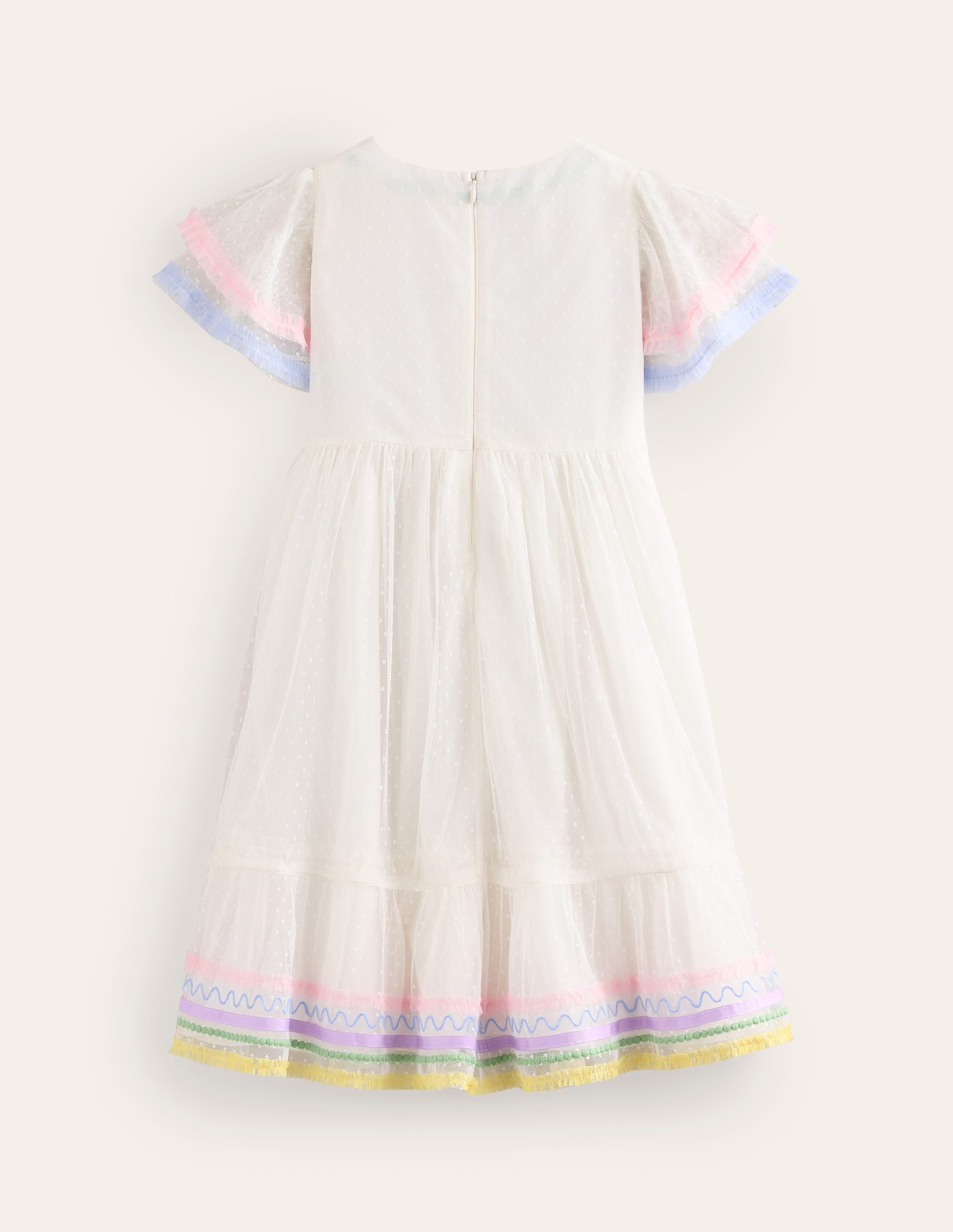 Lace Trim Tulle Dress-Ivory - Image 2