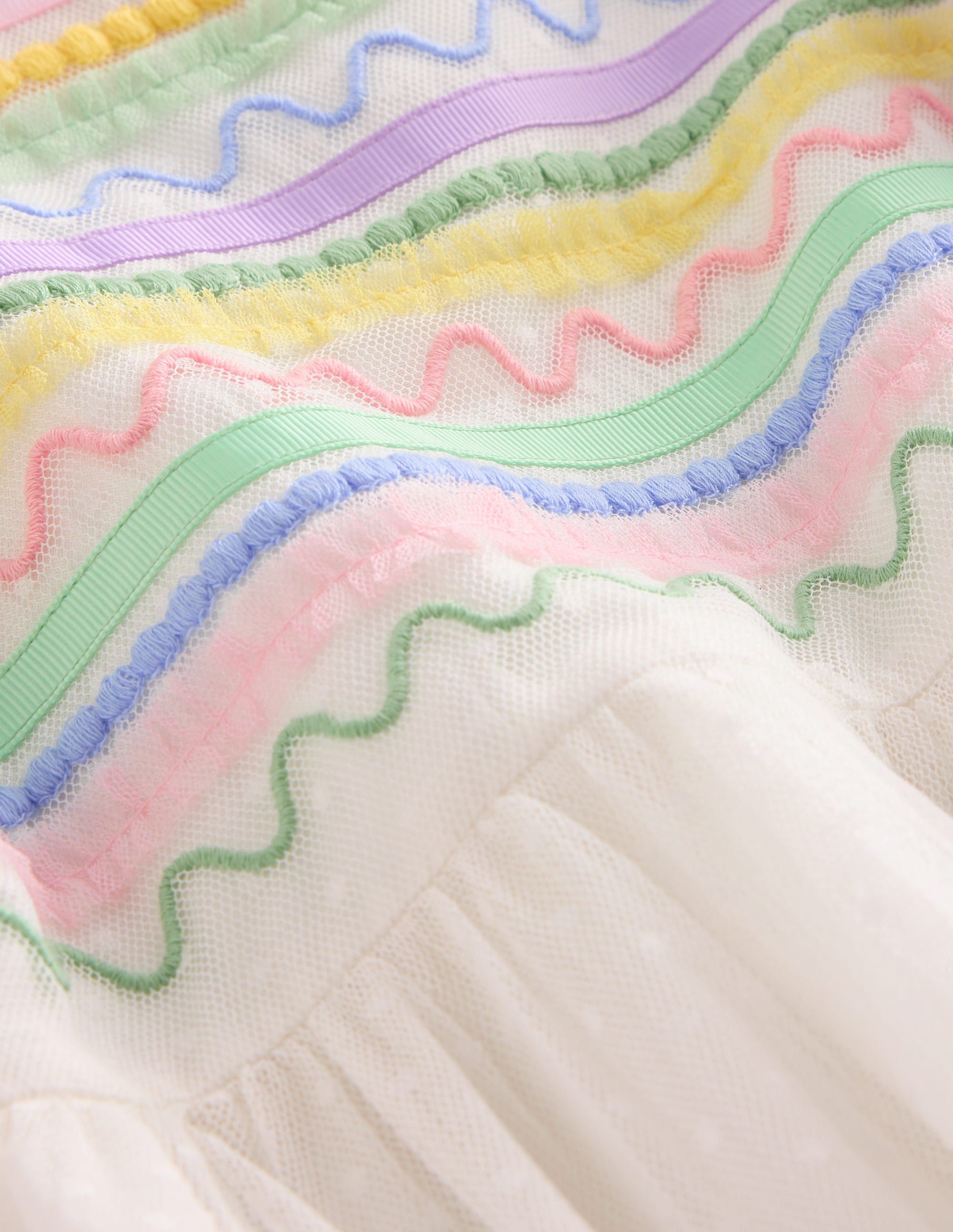 Lace Trim Tulle Dress-Ivory - Image 3