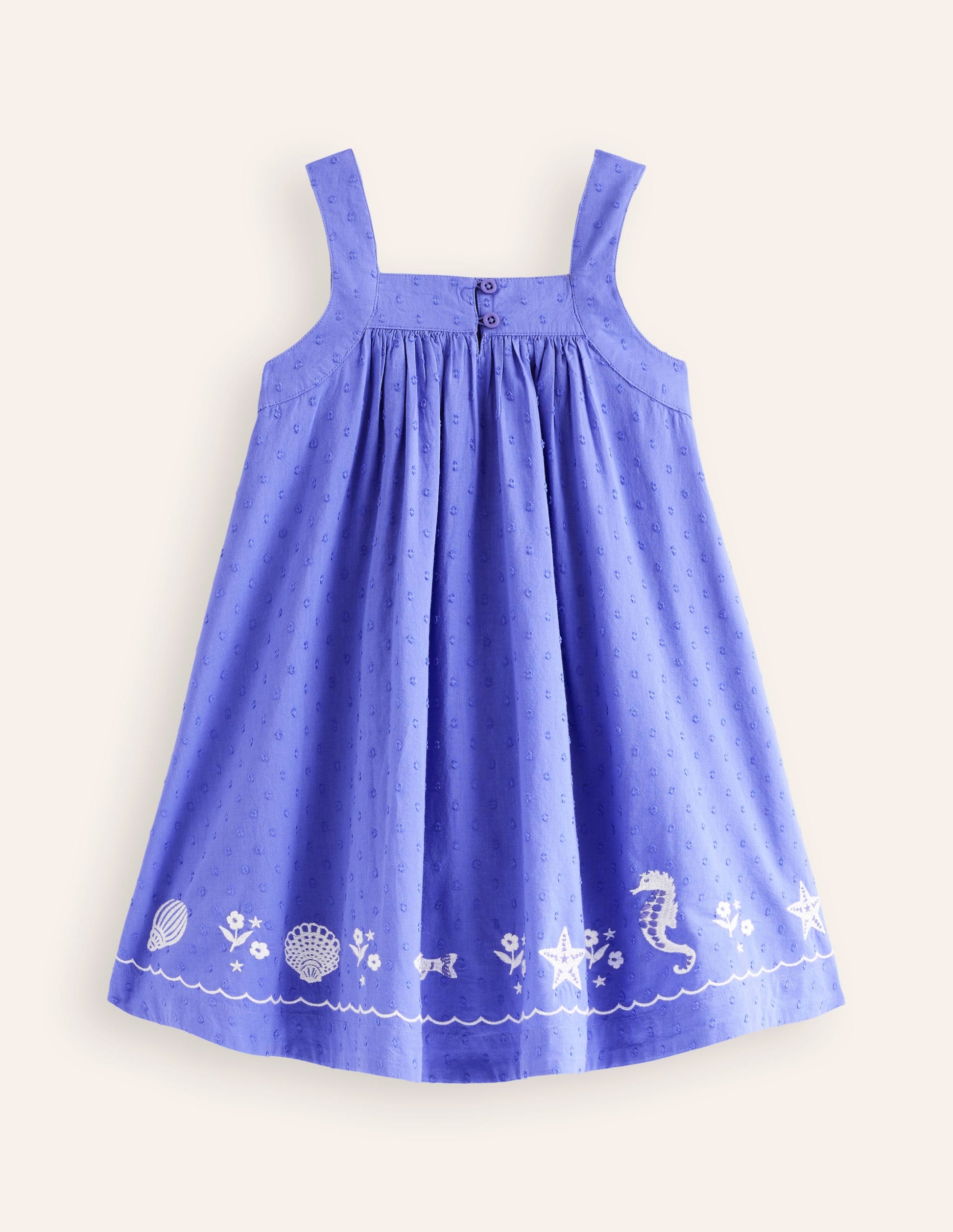 Embroidered Twirly Dress-Wisteria Blue Reef-2