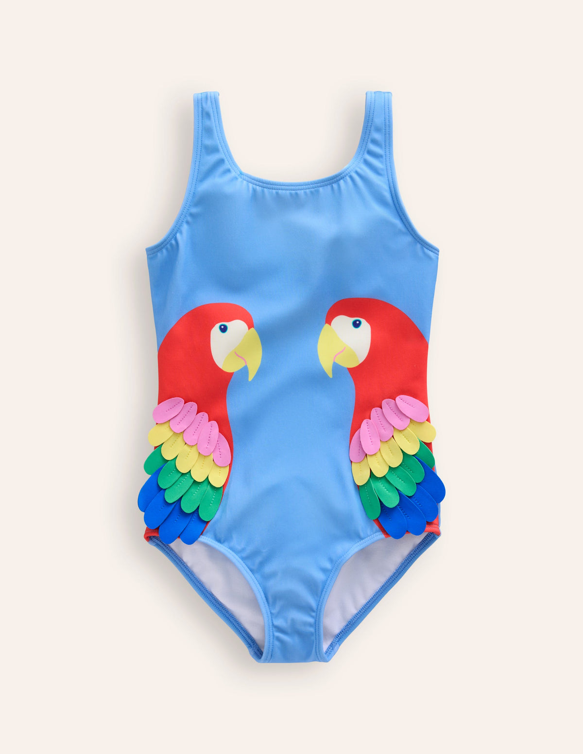 Fun Appliqué Swimsuit-Vintage Blue Parrots-1