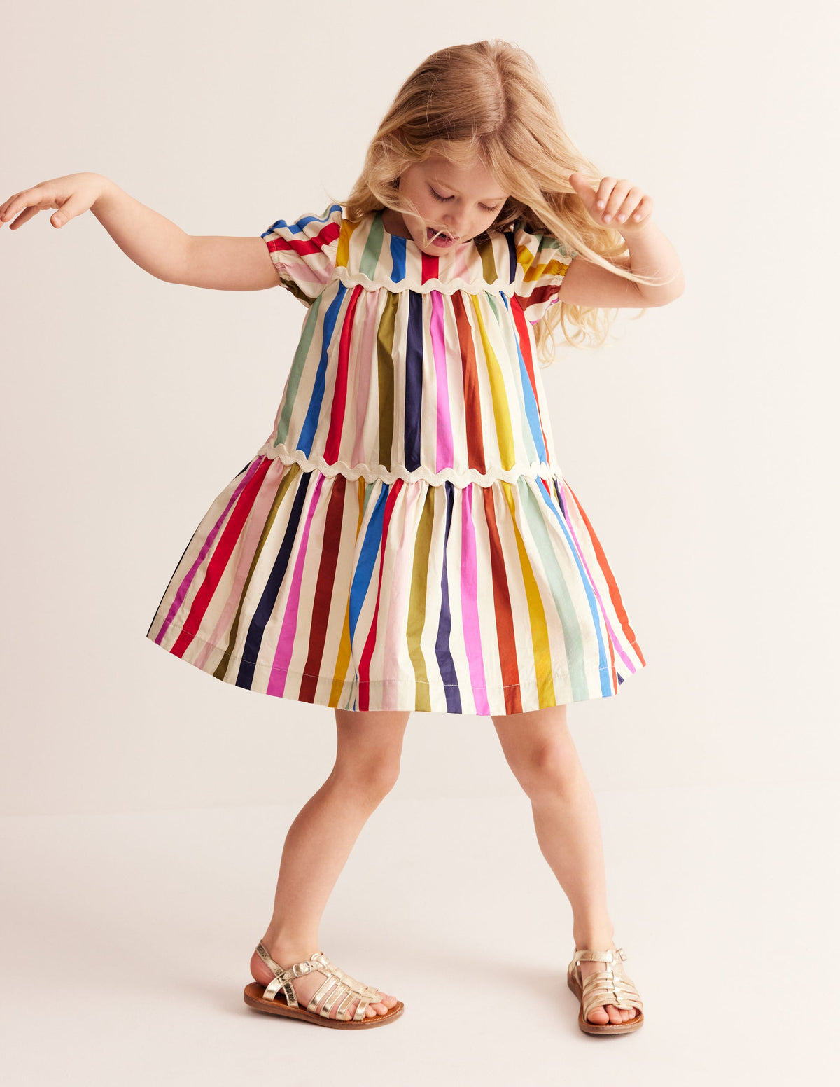 Tiered Stripe Dress-Rainbow Multi Stripe - Image 2