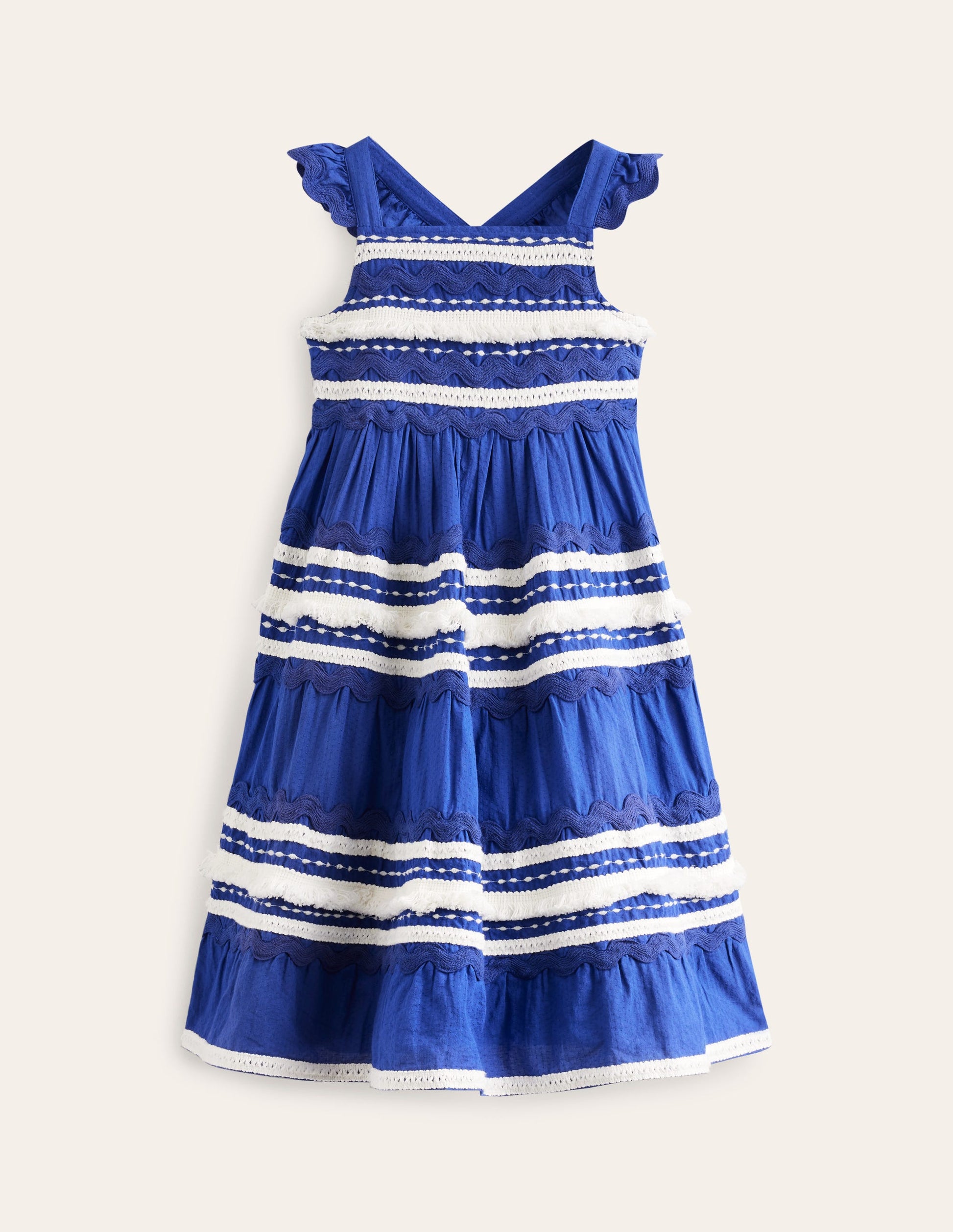 Tiered Twirly Ric Rac Dress-Sapphire Blue-1