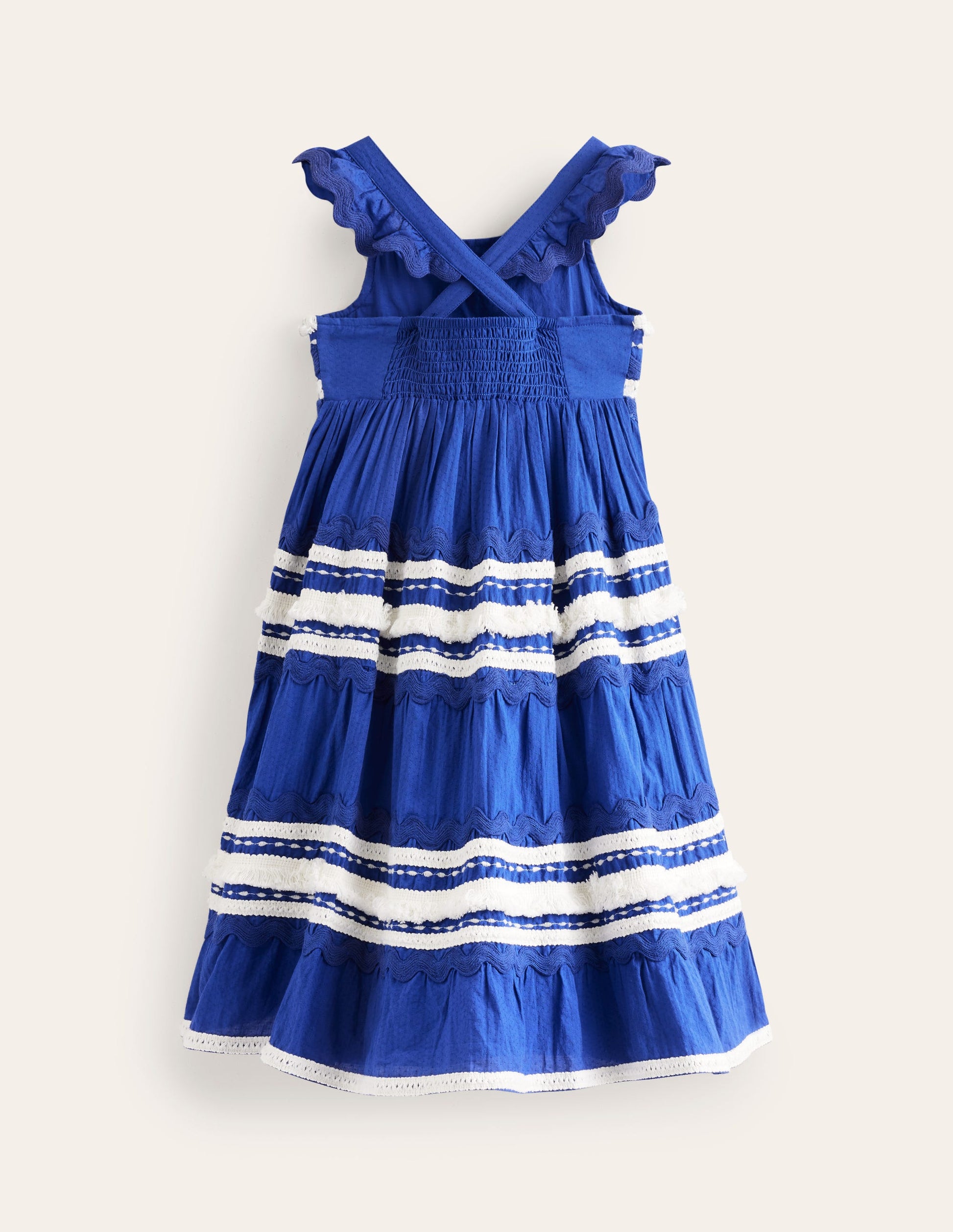 Tiered Twirly Ric Rac Dress-Sapphire Blue-2