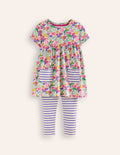 Short Sleeve Printed Tunic Set-Mermaid Ditsy