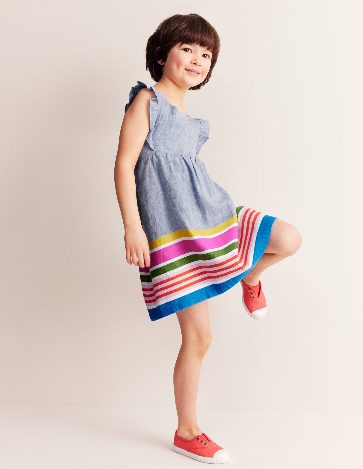 Bow Back Dress-End on End Stripe