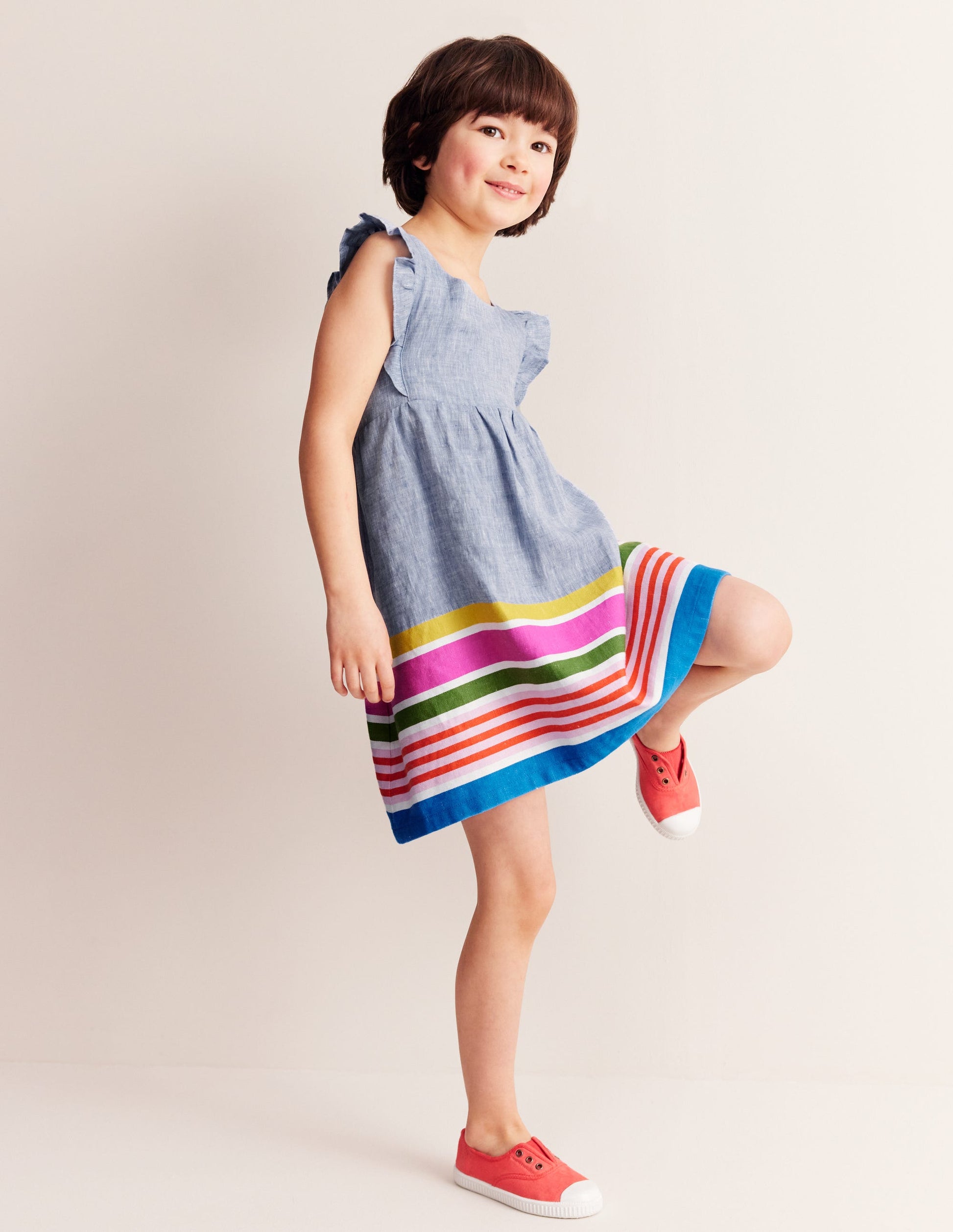 Bow Back Dress-End on End Stripe-1