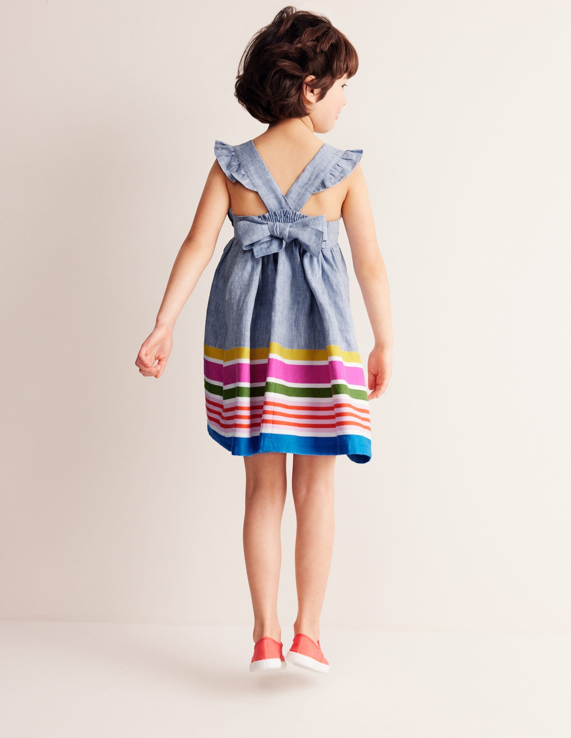 Bow Back Dress-End on End Stripe-2