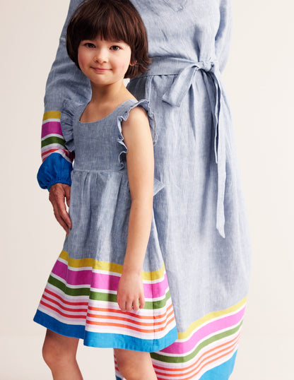 Bow Back Dress-End on End Stripe-3