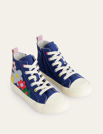 Canvas High Tops-Sapphire Blue Multi Floral-2