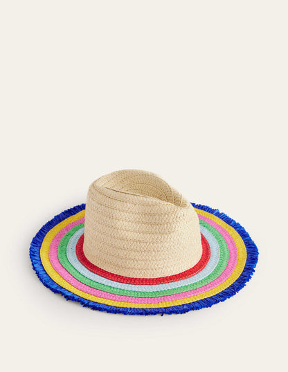 Straw Hat-Multi Stripe Brim