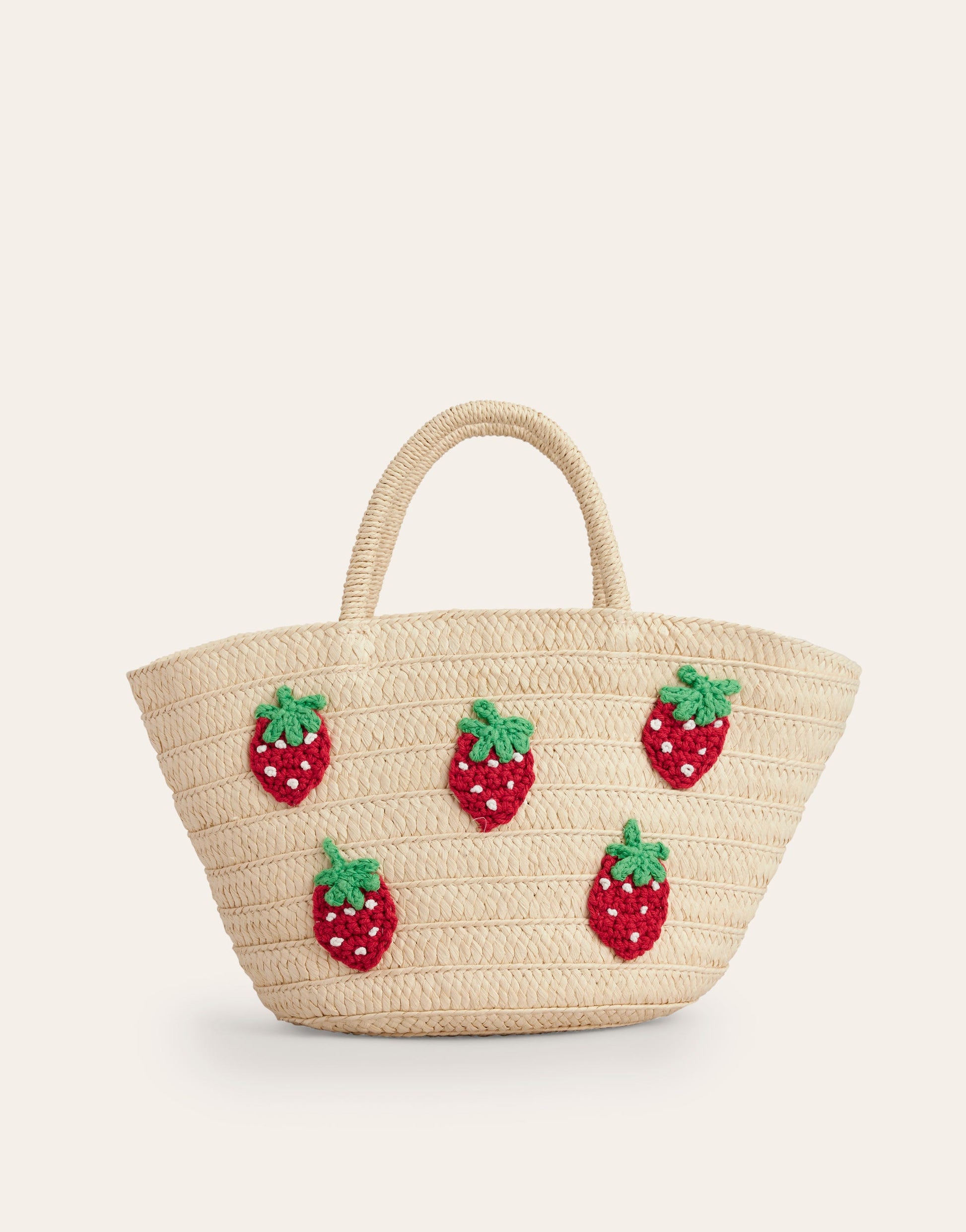 Basket Bag-Embroidered Strawberries-1