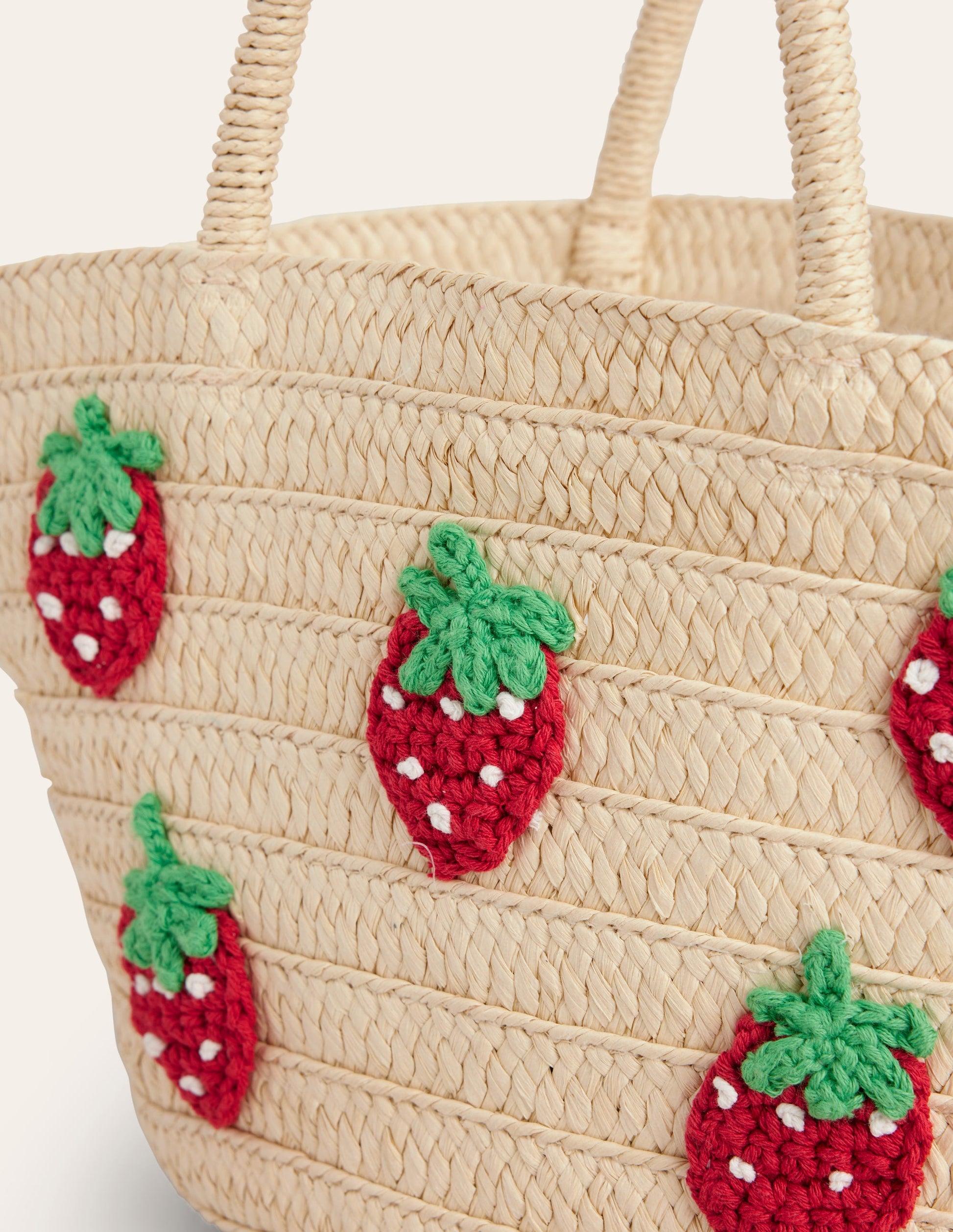 Basket Bag-Embroidered Strawberries-2