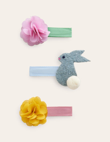3 Pack Hair Clips-Spring Bunnies