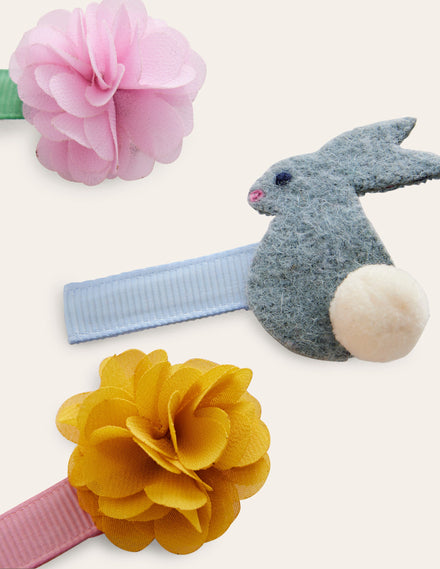 3 Pack Hair Clips-Spring Bunnies