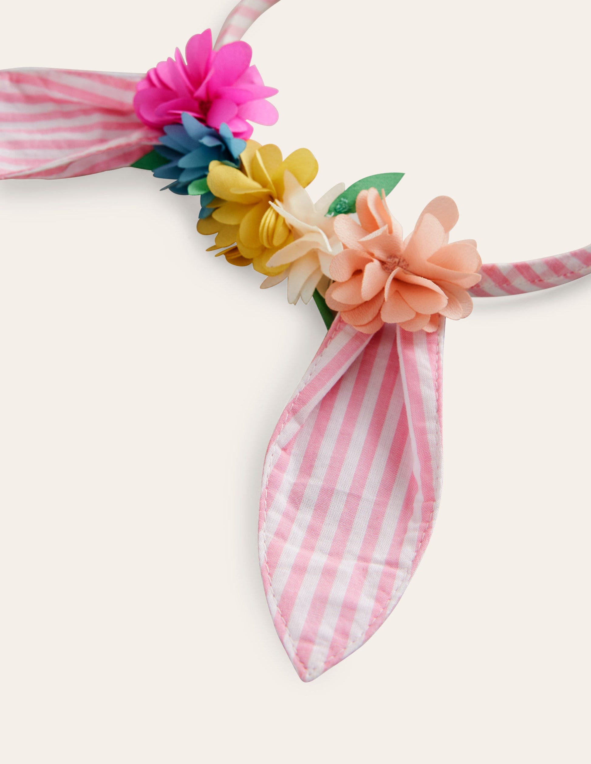 Bunny Ears Headband-Pink Ticking Stripe-2