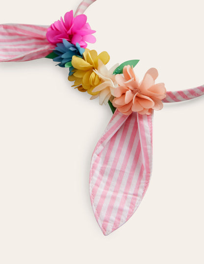 Bunny Ears Headband-Pink Ticking Stripe-2