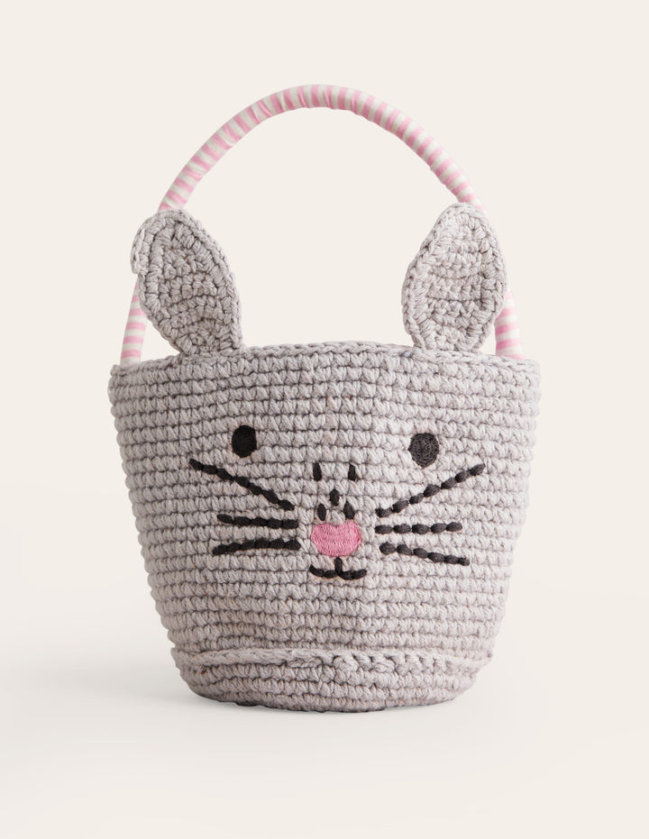 Crochet Bunny Basket-Grey Bunny