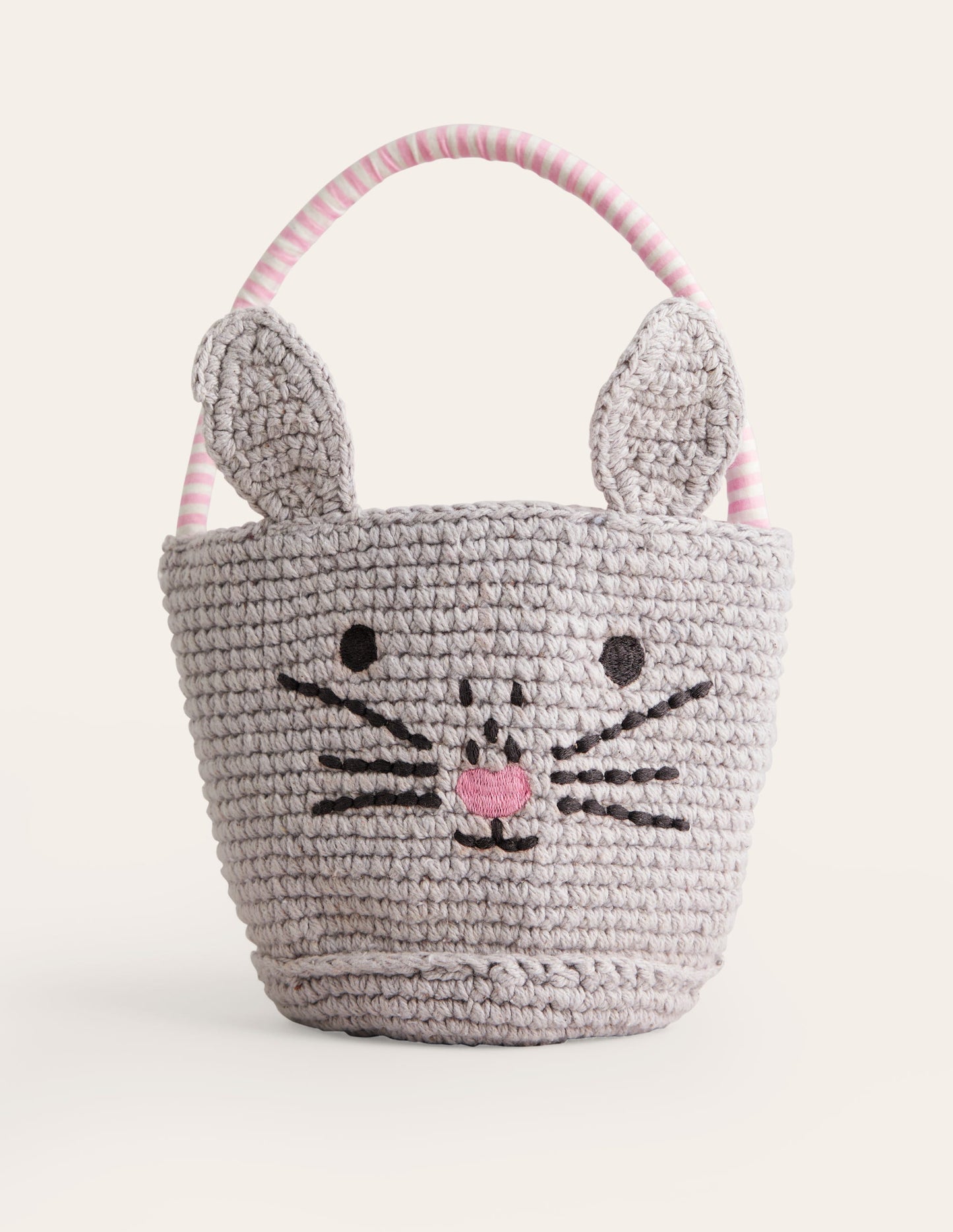 Crochet Bunny Basket-Grey Bunny